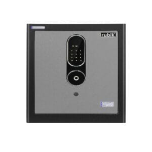 Rubik – Safe Box Biometric Fingerprint with Digital Touch Lock and Key, Grey/Black – RB-MGF45