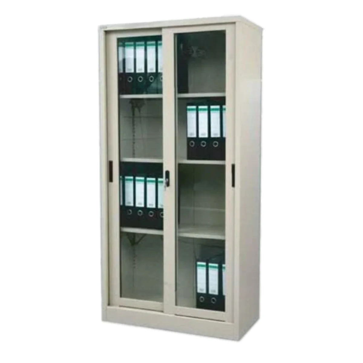 HADID FILING CUPBOARD , 185x90.1x44.5 CM, SLIDING GLASS DOOR ,GREY