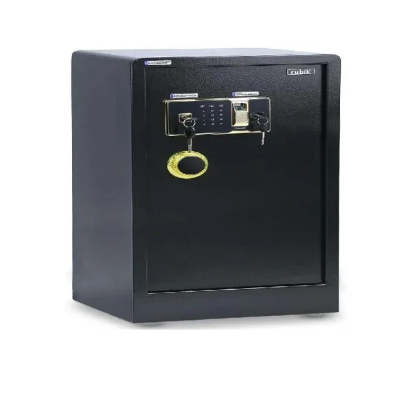 Rubik – Large Safe Box with Dual Security Fingerprint, Digital Keypad and Key Lock, Black